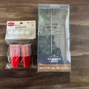 Hammer + Axe Bottle Cap Disc Golf Set and mini Red Solo Cup Pong